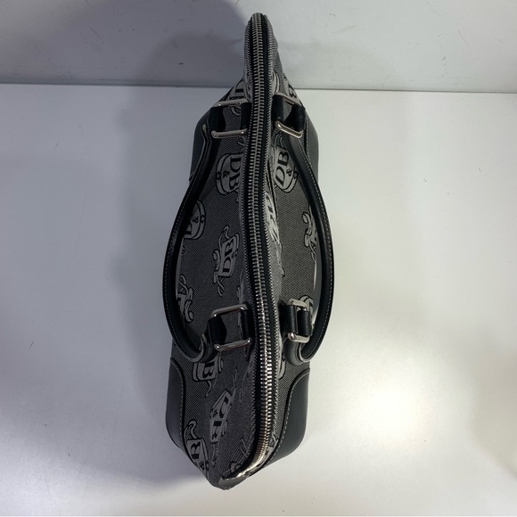 Dooney & Bourke Grey Donegal Crest Domed Satchel Black Leather Double Handles - Picture 8 of 16